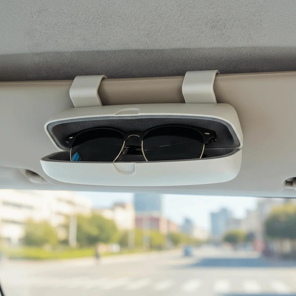 Multifunction Car Glasses Box Flip-Lid Upgrade Driving Eyeglass Holder Organizer Dustproof Box Sun Visor Lenses Case Summer