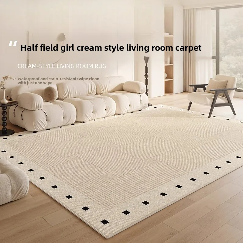 Carpet Living Room Cream Wind Premium Bedroom Room 2025 New Modern Simple No-wash Wipe Waterproof Soundproofing