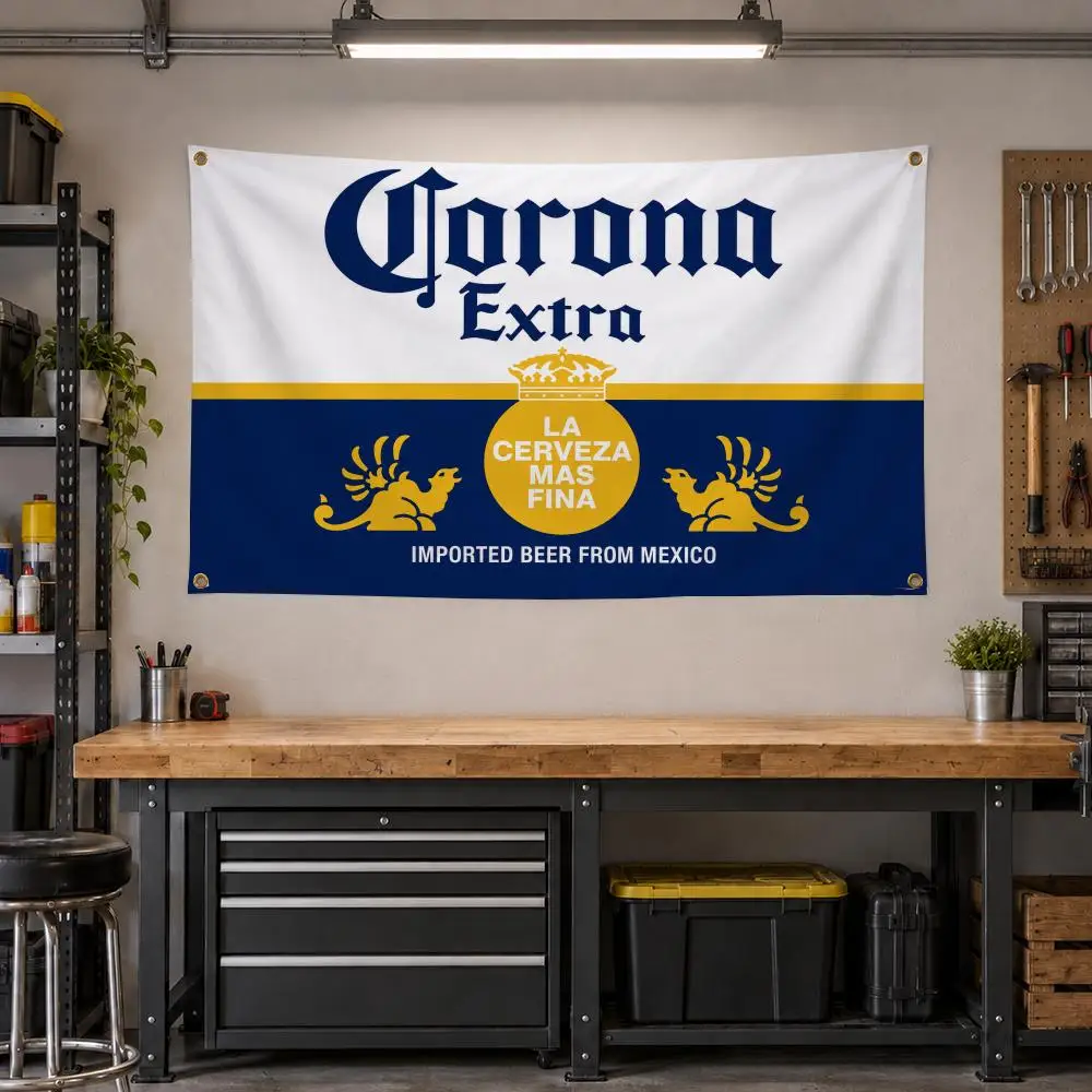 Beer Corona Extra Beach Summer Retro Flags Personalized Banner Flag Room Dorm Camping Picnic Garage Bar Outdoor Wall Decor