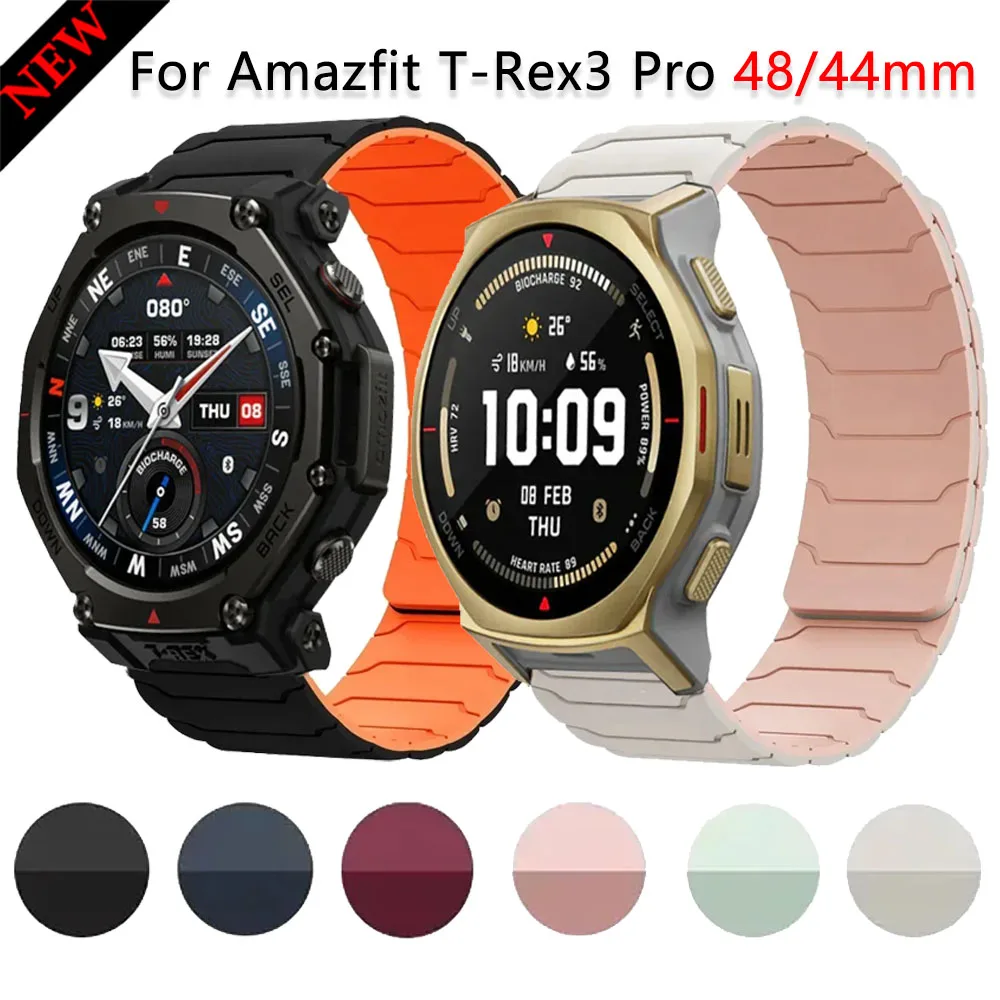 20/22mm Silikonarmband für Amazfit T-Rex3 Pro 48/44mm Helio Balance 2 Bip 6 Magnetisches Armband für Huawei Watch 5 4 GT6-5-4