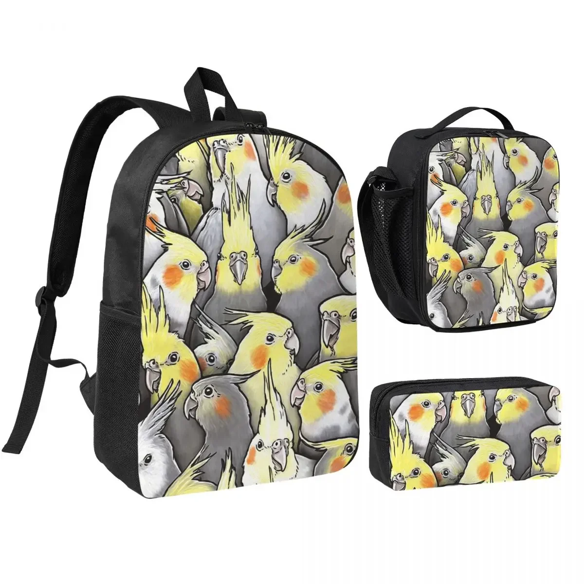 Cockatoo Cockatiel Parrot Galore Backpack Boys Girls BookBag School Bag Laptop Shoulder Bags 3ps Insulated Lunch Bag Pencil Case
