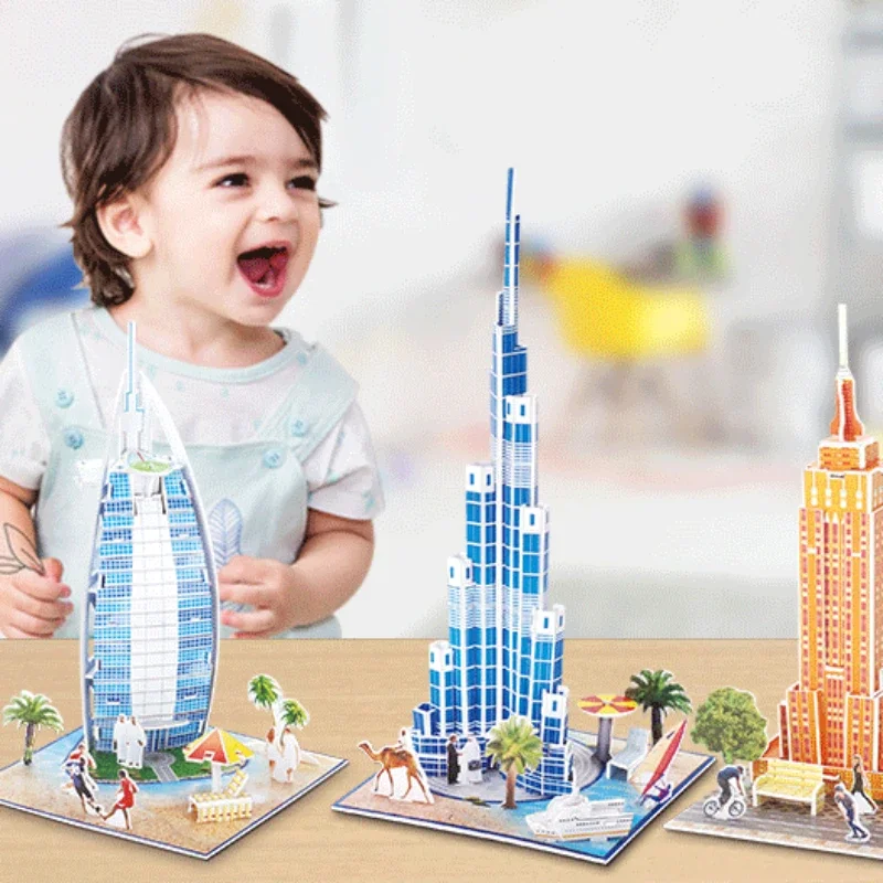 World Architecture 3D Paper Jigsaw Puzzle Small Model Famous Landscape  Intellectual Development  DIY Attractions Toys for Kids