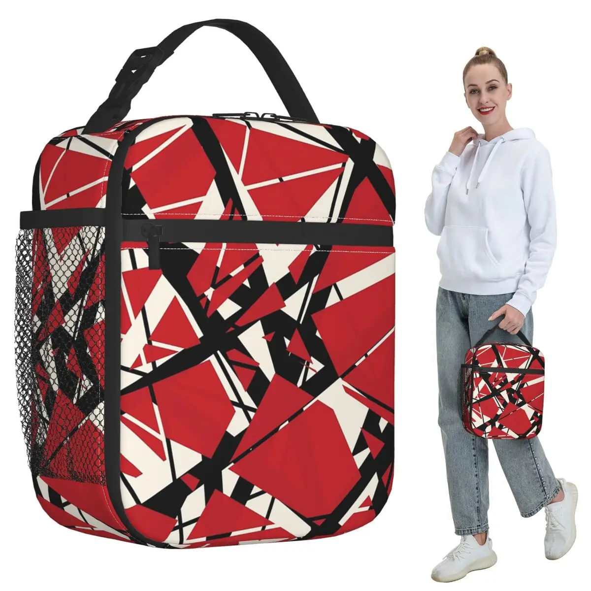 

EVH Authentic Stripes Van Halen (red) Insulated Lunch Bag for Kids School Thermal Food Box Tote Leakproof Lunch Boxes Container