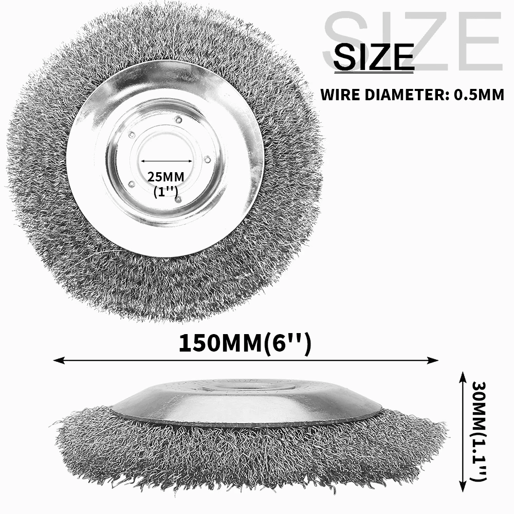 Universal 6/8 Inch Steel Wire Wheel Brush Disc for Lawn Mower Grass Trimmer Head Weed Cutter Garden Tool