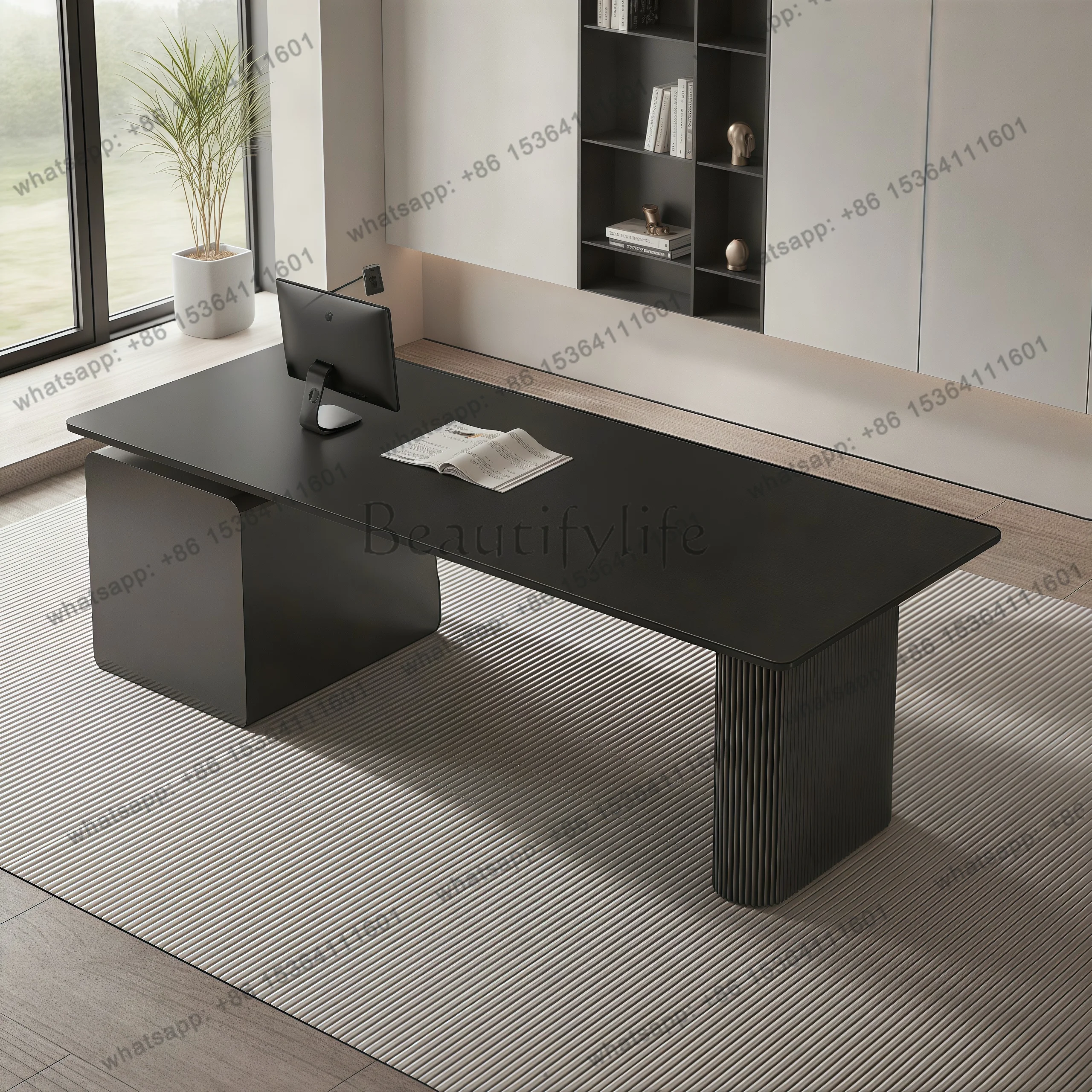 Slate desk simple modern Italian minimalist desk design sense black computer desk