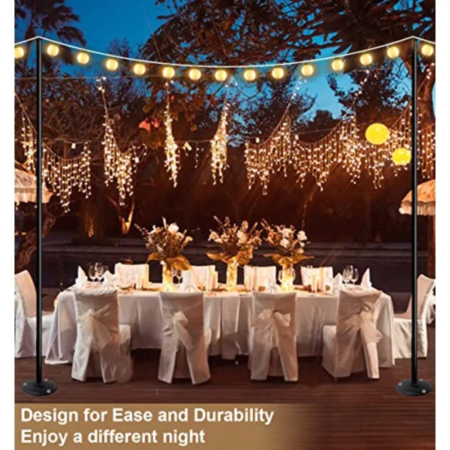 10Feet Ground Base String Light Poles for Outdoor String Lights for Garden, Backyard, Patio Lighting Stand for Parties, Bistro