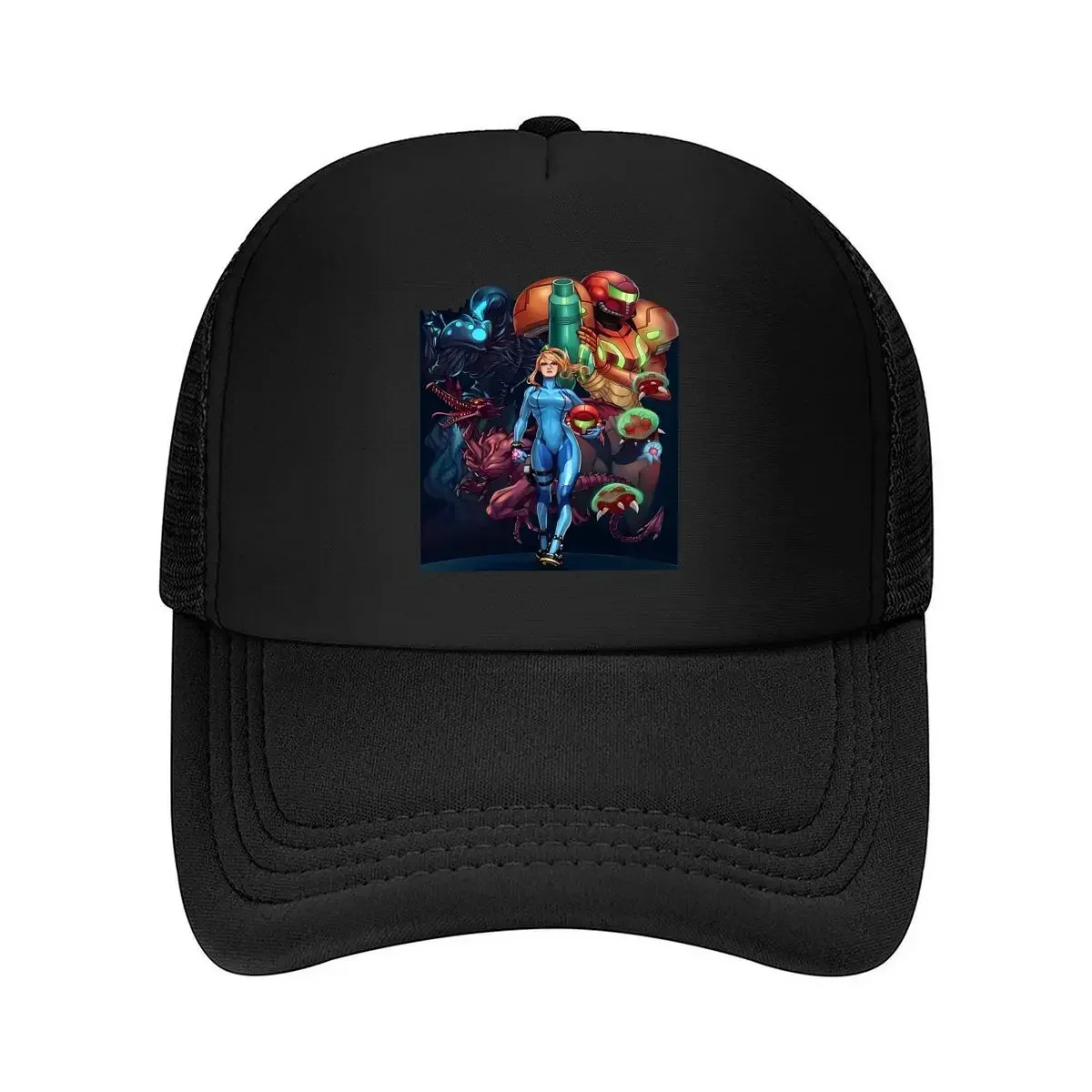 2026 Metroid Characters Retro Game - Inspired, Sci - Fi Hero Artwork Mesh Baseball Cap
