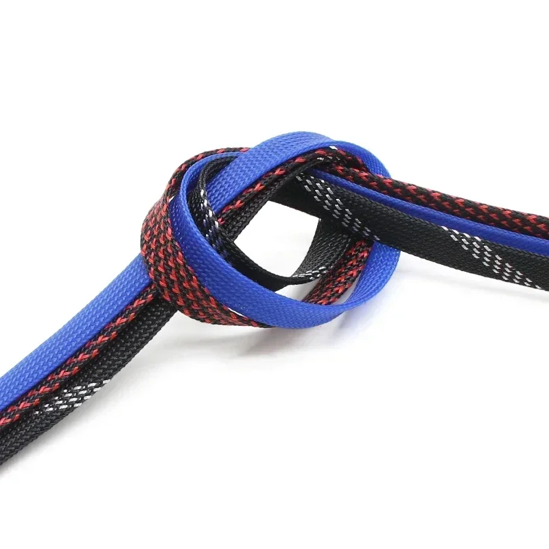 PET مضفر كابل كم توسيع ضيق عالية الكثافة معزول خط حماية سلك التفاف غمد 19 ألوان 1/5 متر 2 4 6 8 10 12 مللي متر