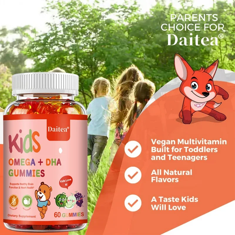 Children\'s Intelligence Supplement Gummies OMEGA + DHA Supports Attention, Memory and Nutrition, Brain Function Supplement
