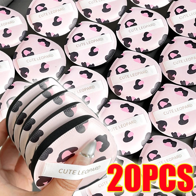 1/20pcs Pink Leopard Print Cosmetic Puff Dry and Wet Use Makeup Sponge with Box Liquid Foundation Concealer Sponge Powder Puff