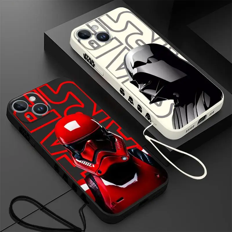 Star Mandalorians W-Wars custodia per Apple iPhone 15 Plus 14promax 13 Pro XR 12 Mini SE XS Max 11 8 7 Cover quadrata in Silicone liquido