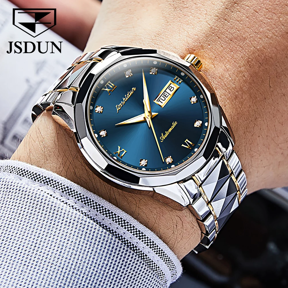 JSDUN Original Waterproof Watch for Men Fashion Trend Wrist Watch Men High Quality Men Tungsten Steel Automatic Mechanical Watch