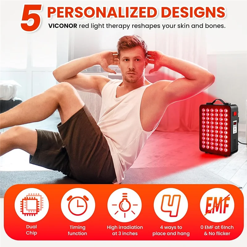 【PLAISIR】듀얼 칩 LED 60개 바디 레드 라이트 테라피 패널, 근적외선 라이트 테라피 300W 파워 디바이스 바디용 이상적