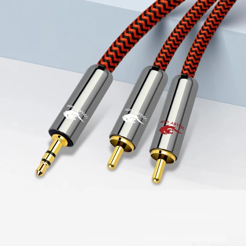 

Hi-Fi Aux Jack 3,5 мм на двойной аудиокабель RCA для телефона, автомобиля, ноутбука, динамика, сабвуфера HDTV 3,5 на 2 экранированных шнура RCA