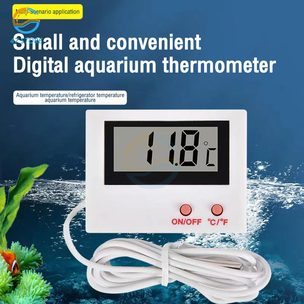Mini LCD Digital Indoor Thermometer with Waterproof Probe Convenient Temperature Sensor for Fish Tank Fridge Aquarium Outdoor