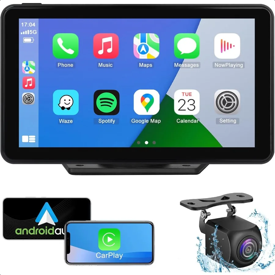 

Compatible Wirel Apple CarPlay Android Auto Car Screen 720P Back Camera 7 Touch Screen Car Music Video Player Portable GPS Naiv