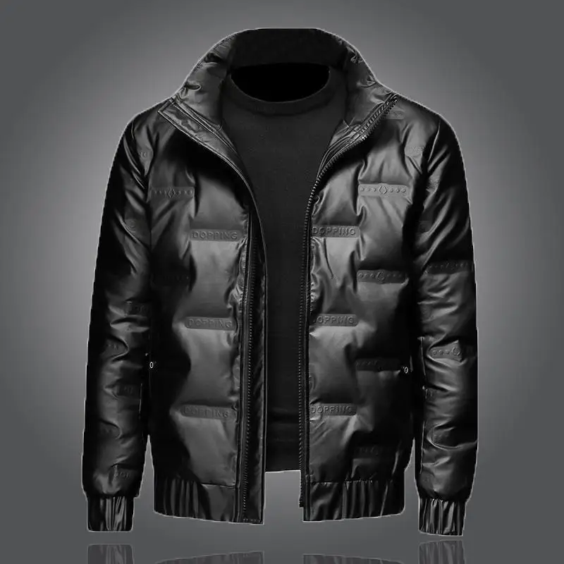 

Men's Winter Thiened down Jaet Stand Collar ort Coat Faionable And Warm Cotton Padded Outerwear without Brand