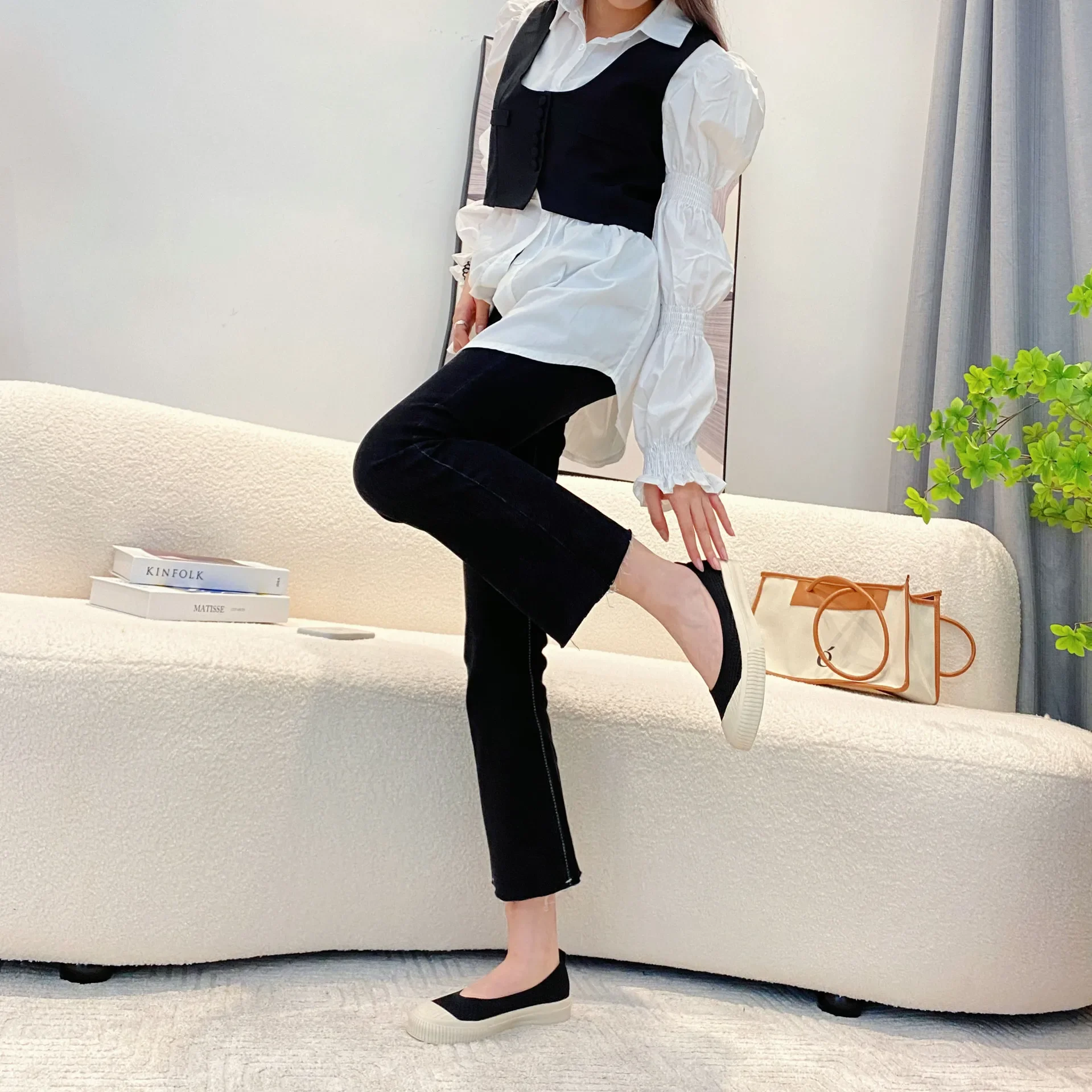 

Туфли женские трикотажные на плоской подошве, весна-осень