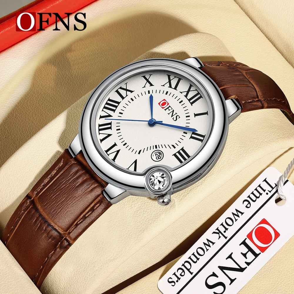 OFNS New 1512 Fashion Couple Quartz Watch Dial Roman Scale Waterproof Calendar Luxury Couple Quartz Watch 2026