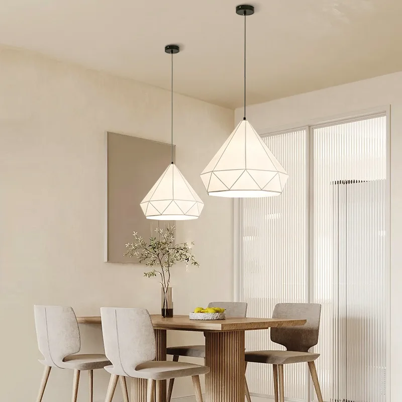 Japanese-style wabi wind restaurant chandelier simple French cream creative diamond tea room dining table bar bedroom silk lamp