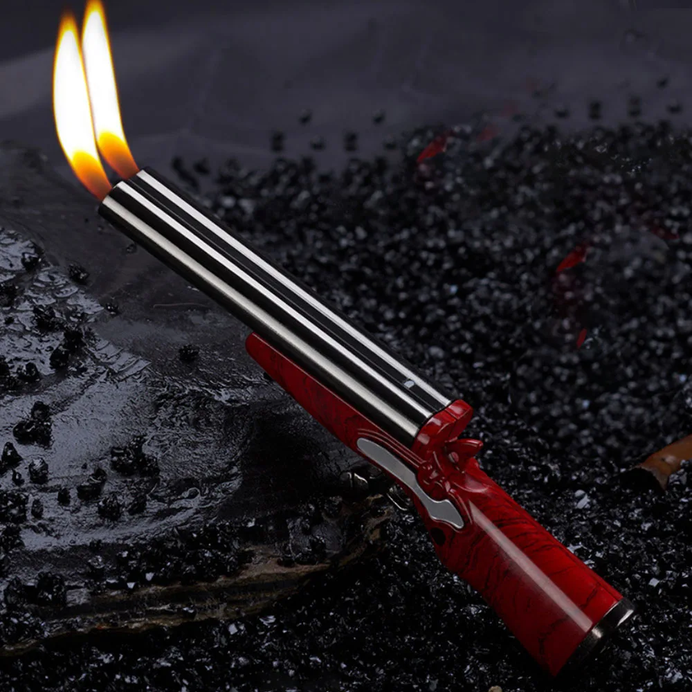 NEW Cool Gadgets Candle Lighter Creative Mini Gun Dual Flame Refillable Butane Gas Lighter Gifts for Men