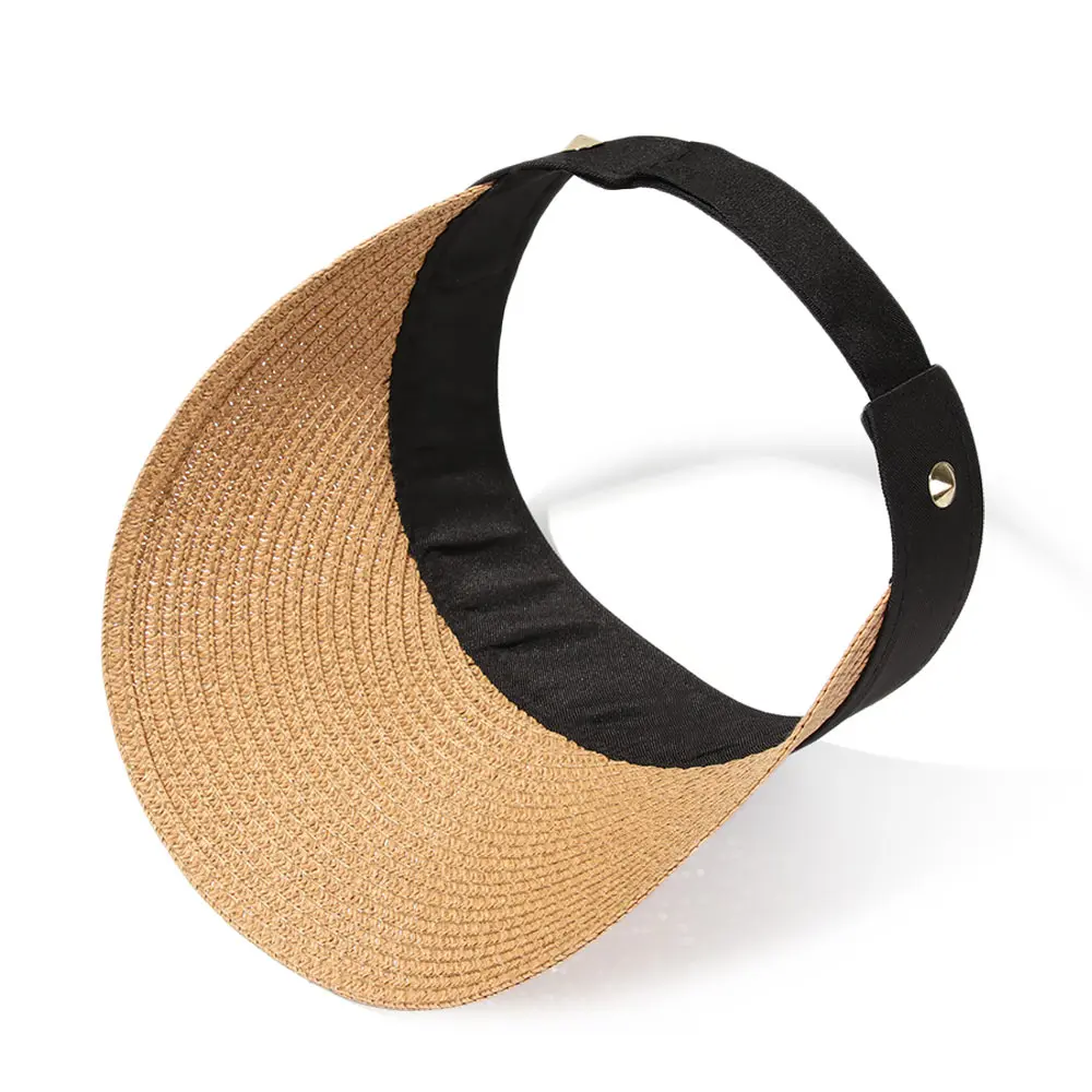 Fashion Summer Empty Top Sun Hat Portable Foldable Magic Tape Roll-up Beach Hat Wide Brim Straw Cap Women Casual Suncap Visors