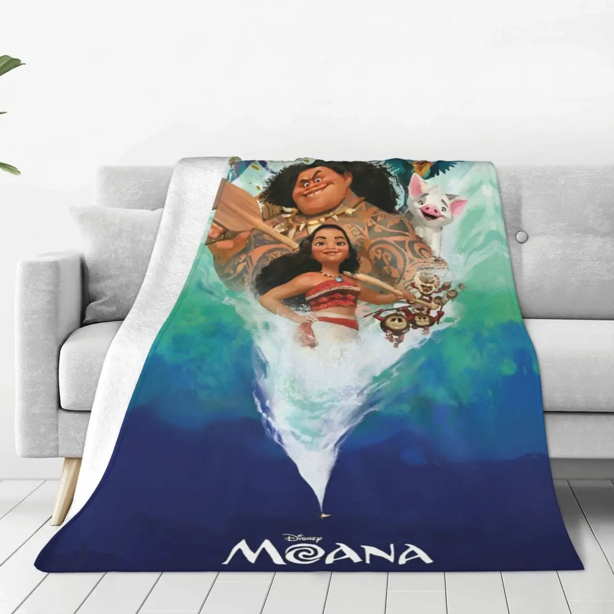 Anime Moana Maui Throw Baby Cartoon Super Warm Blankets Picnic Plush Throw Blanket Novelty Couch Chair Flannel Bedspread