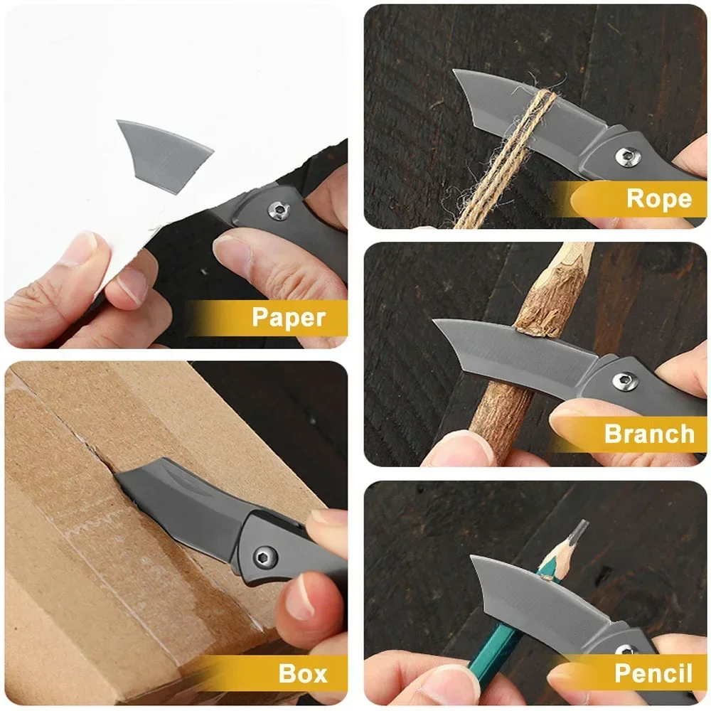 Portable Folding Pocket Knife Stainless Steel Blade Travel Cutting Tool Keychain Pendant Holiday Gift