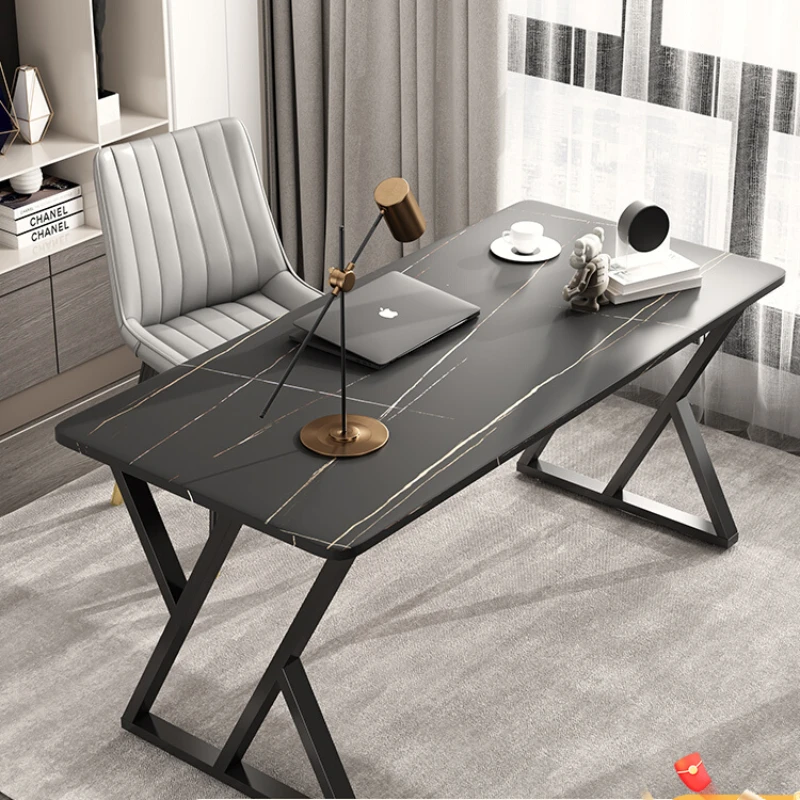 Board desk, light luxury computer, desktop table, modern minimalist home, black minimalist study, office desk and chair