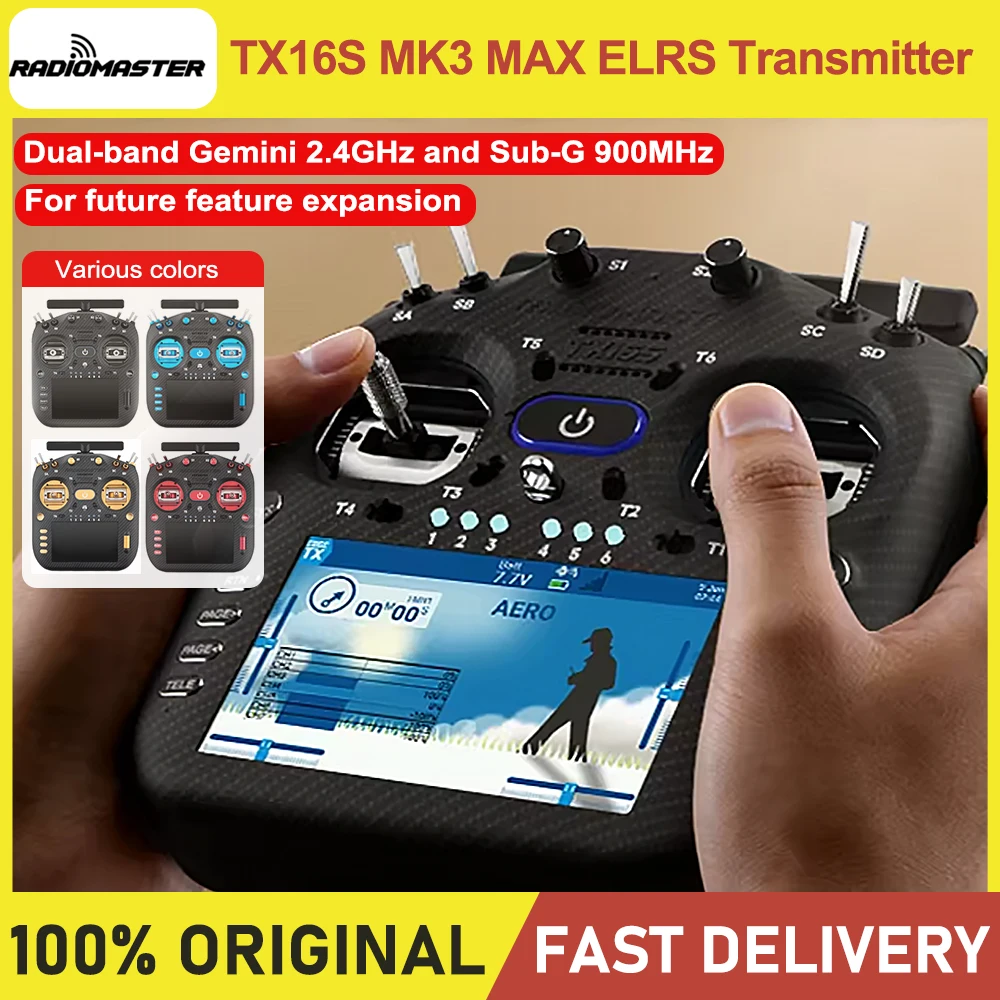 Radiomaster TX16S MK3 MAX with AG02 Metal Gimbals, ELRS 2.4GHz 16CH Radio Transmitter for FPV Racing Drone - image 1 of 6
