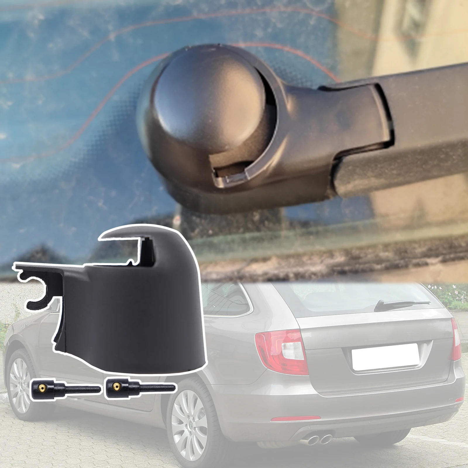 Auto Heckscheibe Scheiben wischer Arm Rocker Bolzen Abdeck kappe Wasch düse Zubehör für Skoda hervorragende 3t 2009-2014 2015