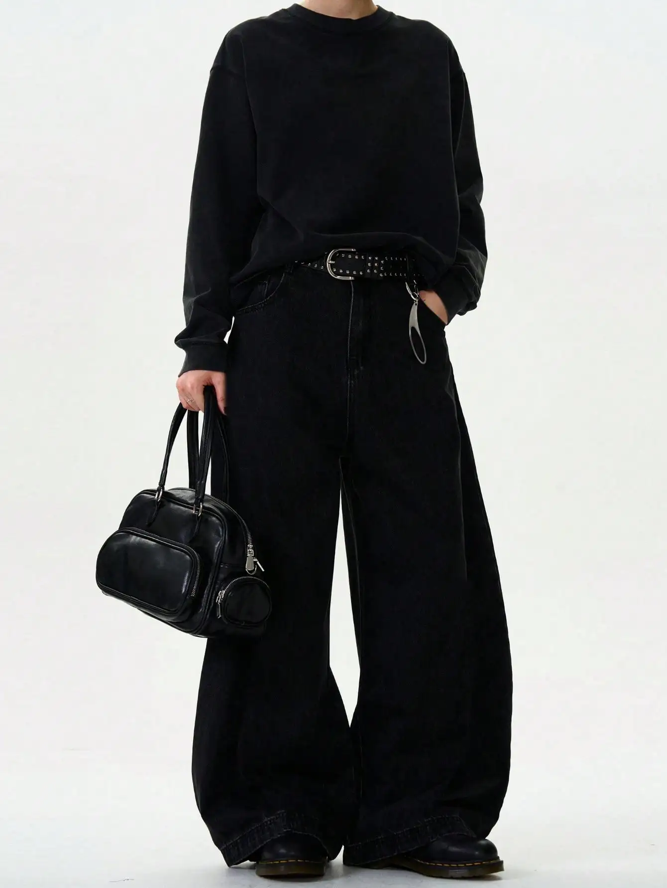 شارع العليا الخريف الرجال الجينز جديد الأمريكية فضفاض واسعة الساق منحني سكين الدنيم السراويل فضفاضة بلون الذكور العصرية السراويل