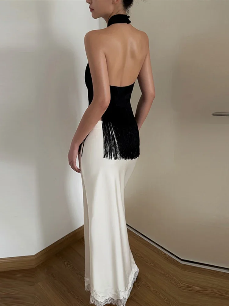 Summer Lady Tanks Sleeveless Backless Halter Tassel Female Top Chic Women Streetwear Fringes Vacation Party Clothes 2026 New