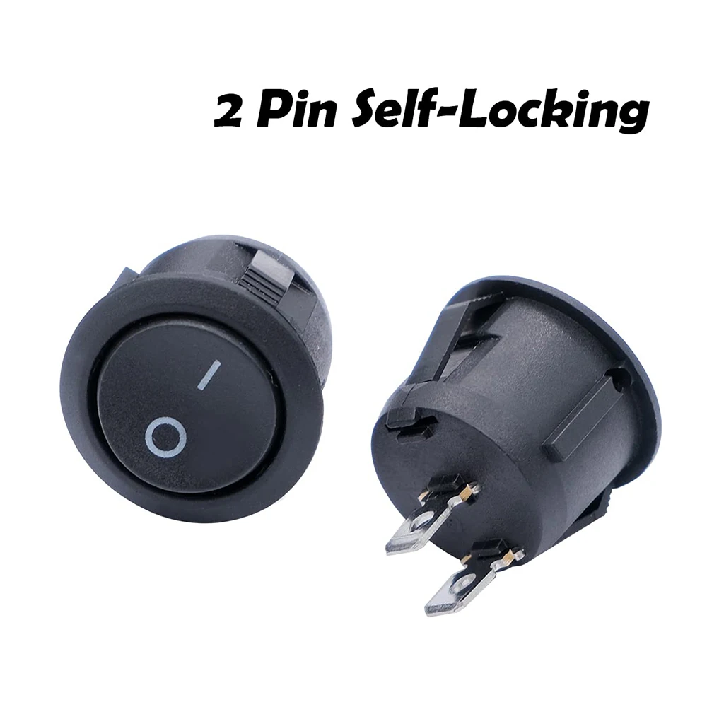 10pcs interruttore a bilanciere rotondo circolare interruttore a levetta cablato SPST interruttore ON-Off autobloccante 2 Pin Snap-in, uso per barca Auto 12V