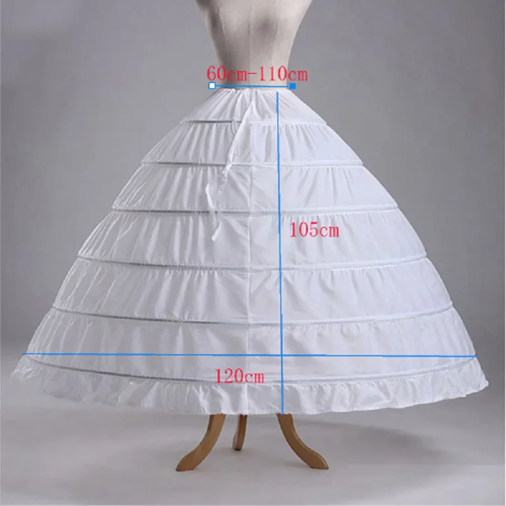 6 Hoepel Crinoline Wit Lange Bruiloft Petticoats Voor Bruid Baljurk Jurk Onderrok Rok Half Slips Bruiloft Accessoires