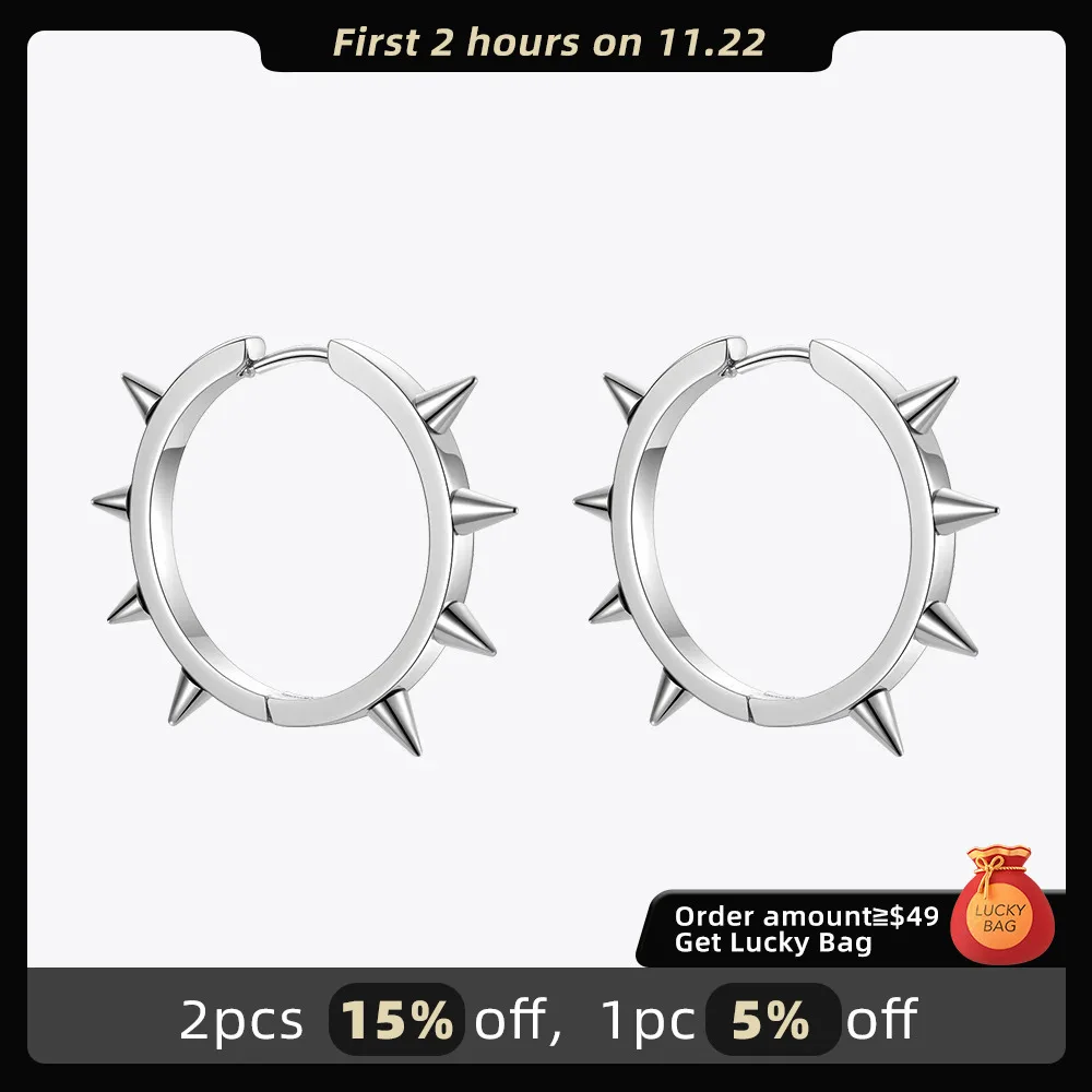 ENFASHION Spike Hoop Shape Earring Stainless Steel Silver Color Hoop Earrings Pendientes Mujer Fashion Jewelry Party E221368