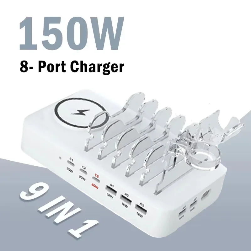 

9 in 1 Multifunctional Charger Mobile Phone Charger PD3.1 QC3.0 Type C for iPhone 16 15 Samsung S24 Xiaomi Fast Charging Station