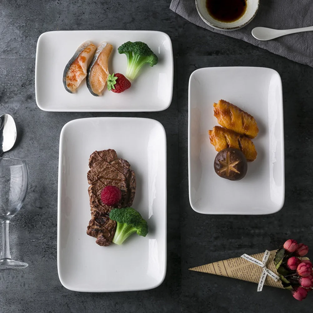 3 قطعة أطباق مستطيلة أطباق طعام مقاومة للكسر للإفطار والحلوى والوجبات الخفيفة التي تخدم في المنزل والمطعم #2