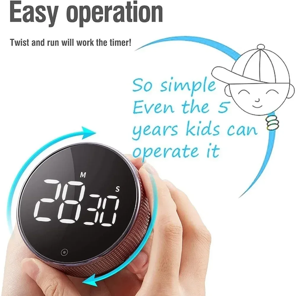 Einzelne Packung, magnetischer digitaler Küchentimer, extra großes LED-Display, visueller Countdown-Erinnerungswecker, kompakte Zeitmessgeräte, weit verbreitet in Studenten-Klassenzimmern, beim Kochen