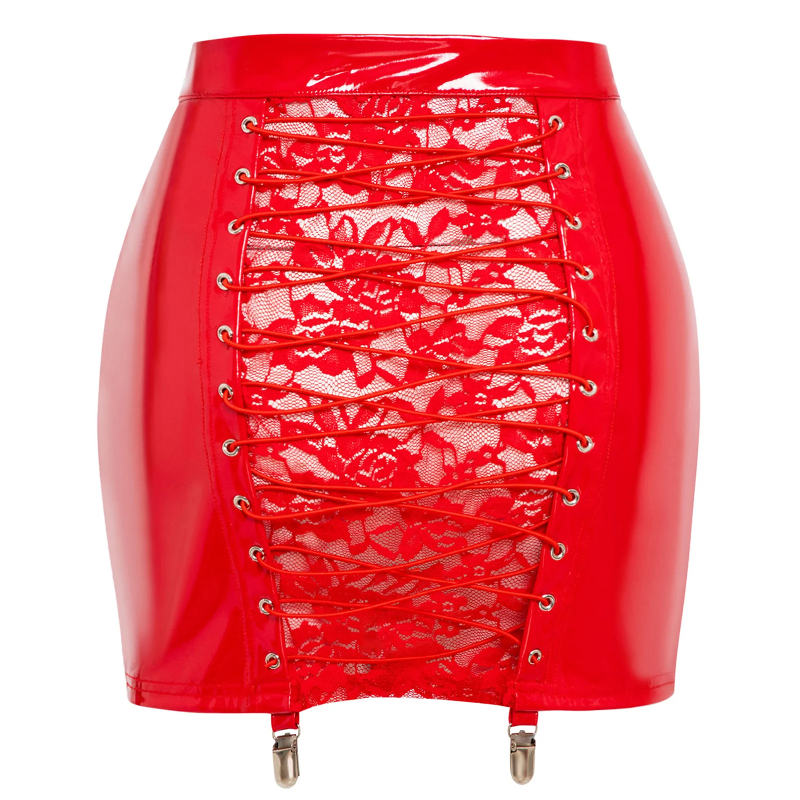 

Женское нижнее белье, мини-юбка для флирта, глянцевая кожаная кружевная лоскутная мини-юбка с цветочным принтом и шнуровкой для пары, соблазнительная ночная рубашка