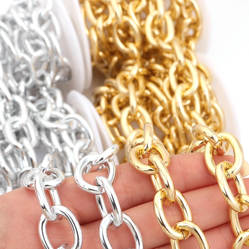2Yards/Roll Aluminum Chains Gold Silver Color O Shape Twisted Link Chains For Jewelry Making DIY Bracelets Necklace Bag Findings - view 3