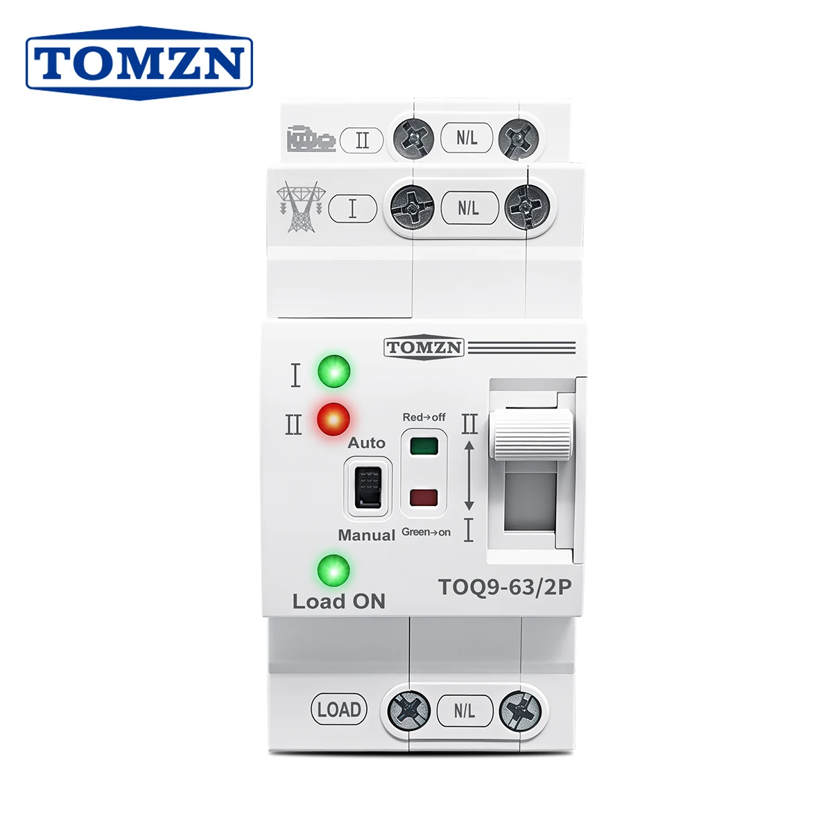 

TOMZN TOQ9 2P AC230V 63A Автоматический/Ручной Переключатель на DIN-рейку для бесперебойного переключения генератора на городскую сеть, Двухканальный переключатель питания