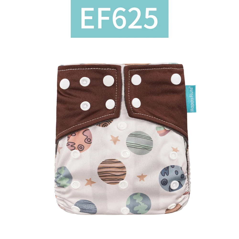 HappyFlute New Print 3-15Kg OS Adjustable Cloth Diaper Bamboo Charcoal Inner Pocket Diaper Waterproof Reusable Baby Nappy