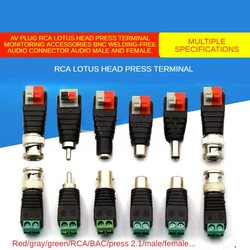 AV Plug RCA Lotus Head Press Terminal Monitoring Accessories BNC Welding-free Audio Connector Audio Male and Female.