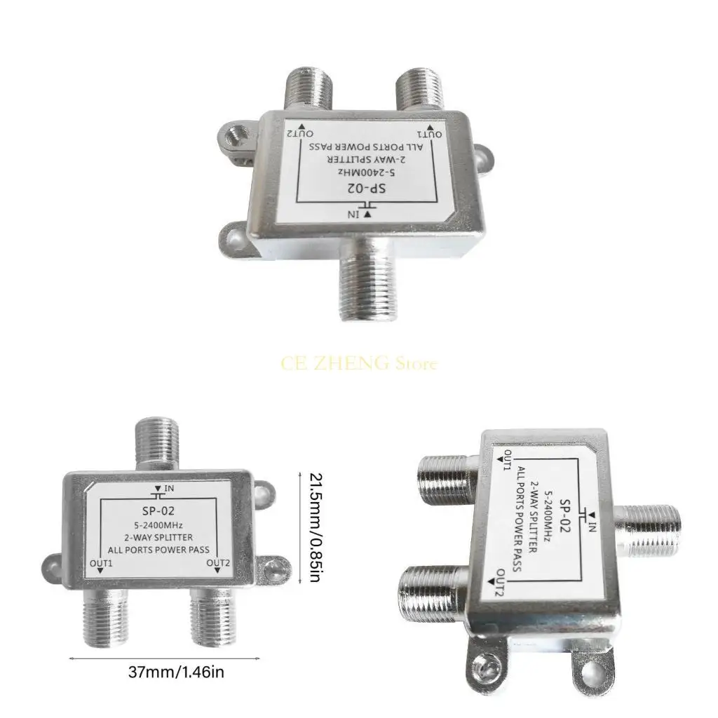 E56B 5-2400MHz 2 Way for HD Digital Coax Cable Splitter Bi-Direction Satellite Receiver Connector for SATV/CATV