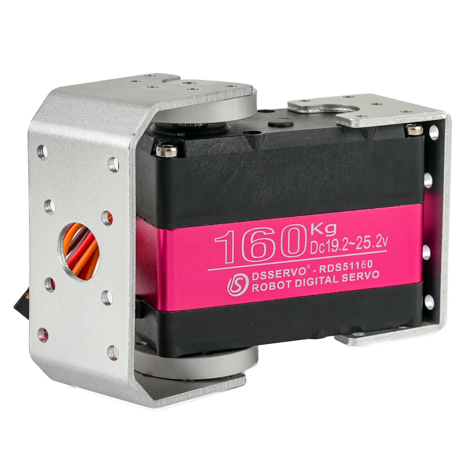 

RDS51160 160kg.cm Digital Servo 24V High Torque 180/270 Degree Dual Axis Waterproof IP66 with U-shaped Bracket for RC Robot Car