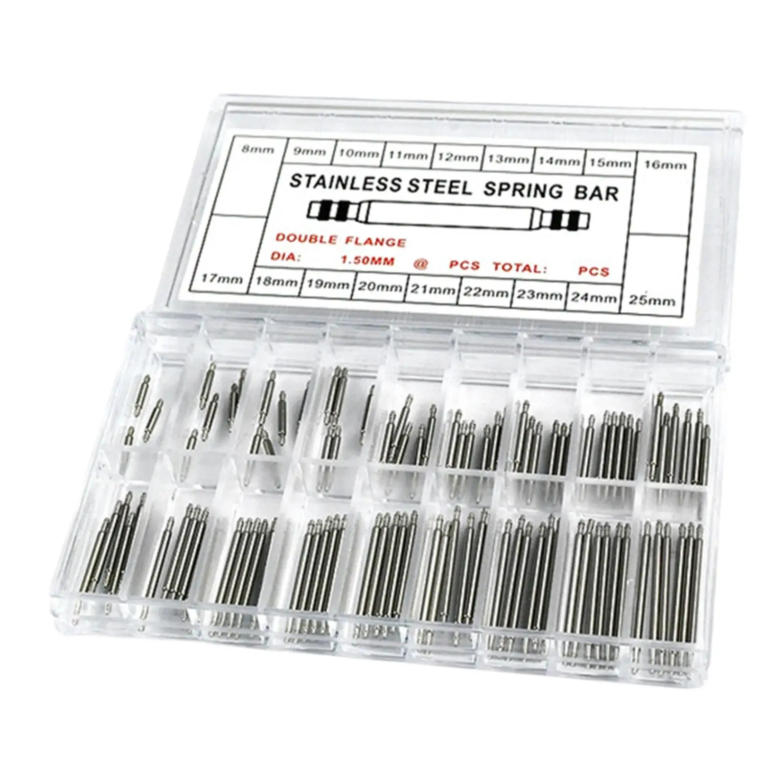 144Pcs Stainless Steel Pins 8-25mm Double Flange Release Repair 18 Sizes Straight Pins, Watch Replaces