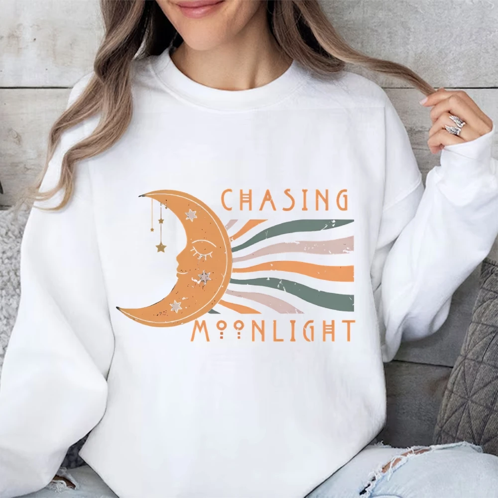 

Chasing Moonlight Sweatshirt Vintage Celestial Sweater Spring Pullover Women Hippie Women’s Sweatshirts Trendy Printed Hoodie