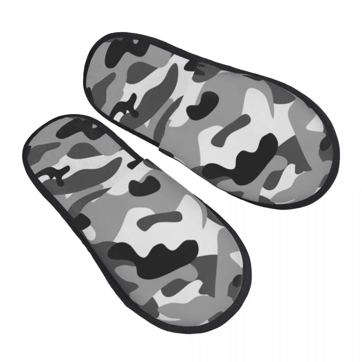 Custom Print Women Grey Camouflage House Slippers Soft Warm Military Army Camo Memory Foam Fluffy Slipper Indoor Outdoor Shoes