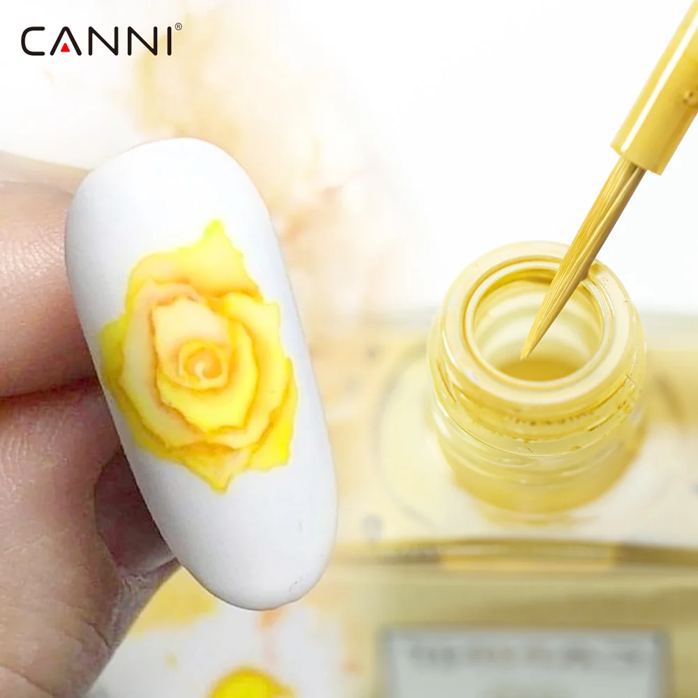CANNI 9ml Blühende Nagelfarbe Goldene Rose Rosa Lufttrocknende Marmor-Rauch-Wasserfarbe Nagel-Flüssigkeit Handzeichnung DIY Gel Schnelltrocknend